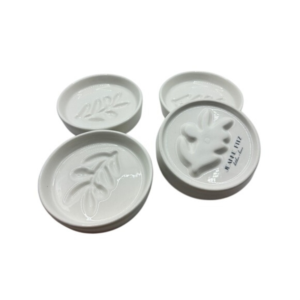 Jeanne Fitz Dipping Bowls White Ceramic Olive Branch Set of 4